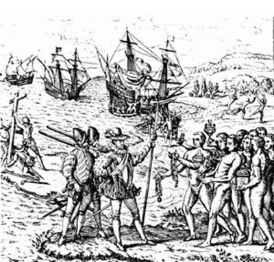 Españoles desembarcando en Jamaica